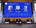 Anuncio de los ganadores del premio Nobel de Física en la Asamblea del Nobel en el Instituto Karolinska, en Estocolmo, Suecia. AP/TT NEWS AGENCY/C. Olsson