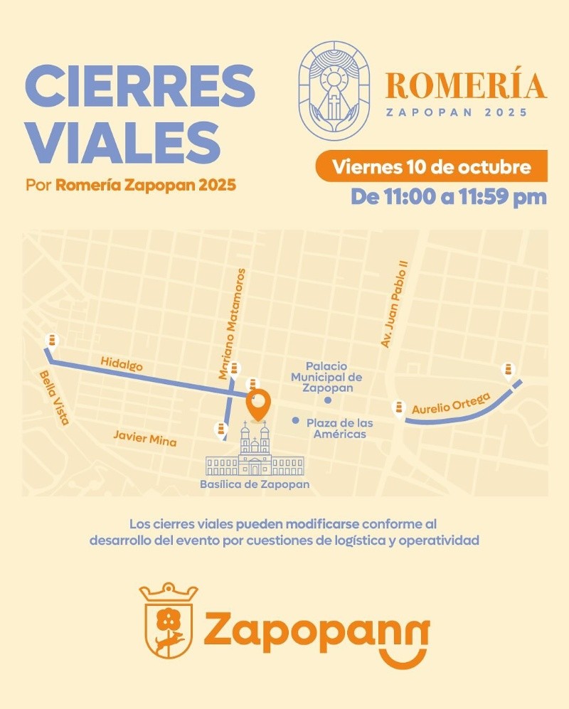 Cierres viales del viernes 10 de octubre por celebración de la Romería 2025. ESPECIAL 