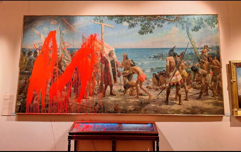 El colectivo Futuro Vegetal ha expresado en sus redes sociales que esta protesta se une a las reivindicaciones históricas de los pueblos originarios por la reparación de la ocupación de sus territorios. EFE/Gaspar Ruiz-canela