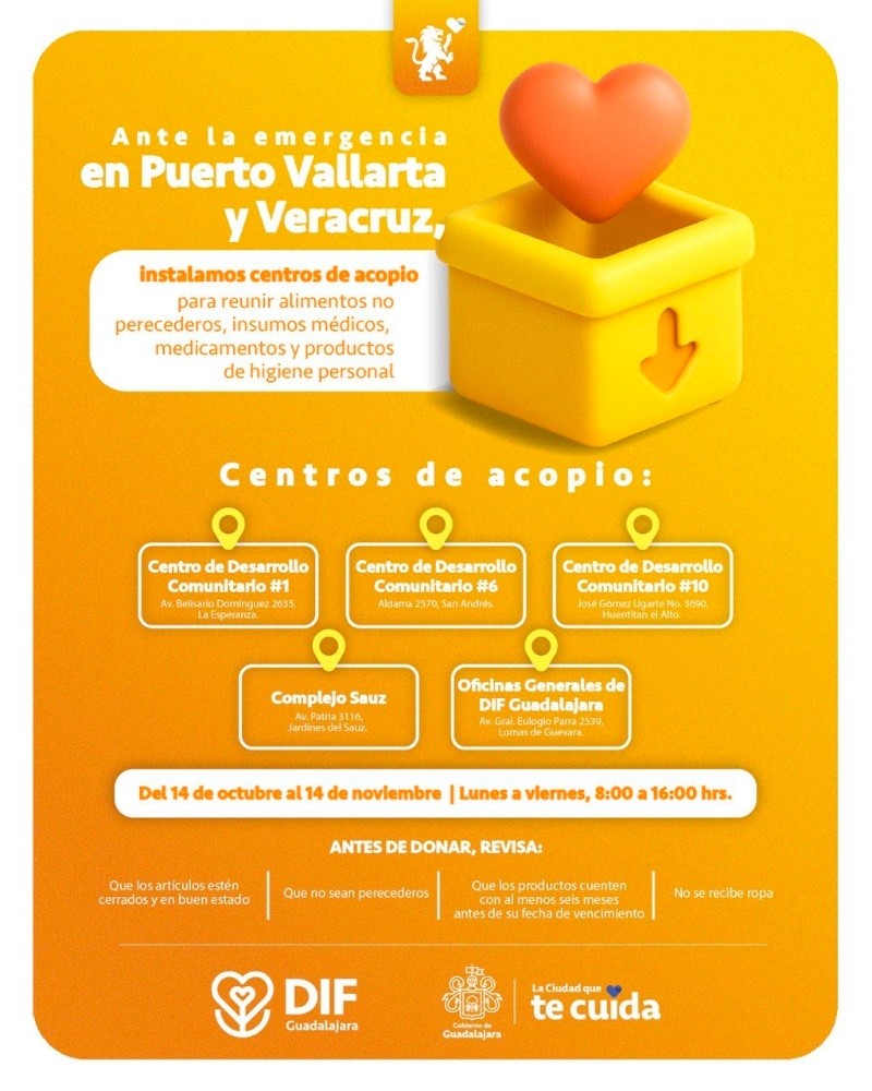 Todos los donativos deben estar cerrados, en buen estado y con al menos seis meses antes de su fecha de vencimiento. ESPECIAL 