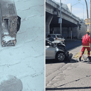 Bomberos atienden volcadura e incendio en Jardines del Bosque