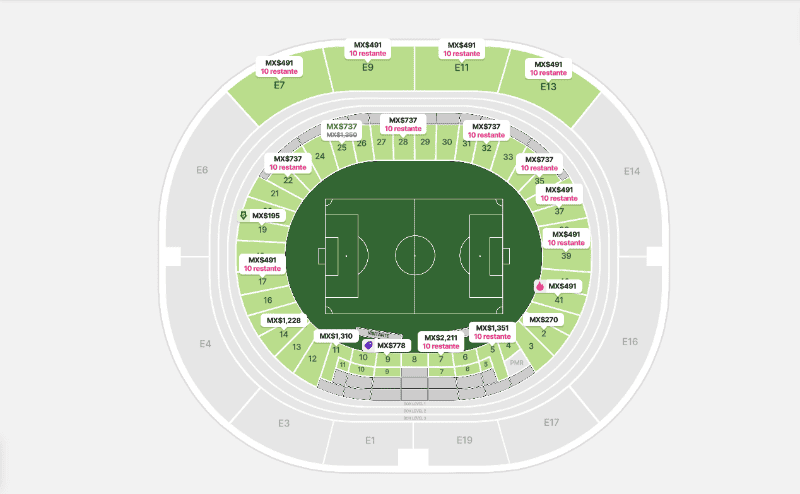  Localidades del Estadio Jalisco. ESPECIAL / Viagogo
