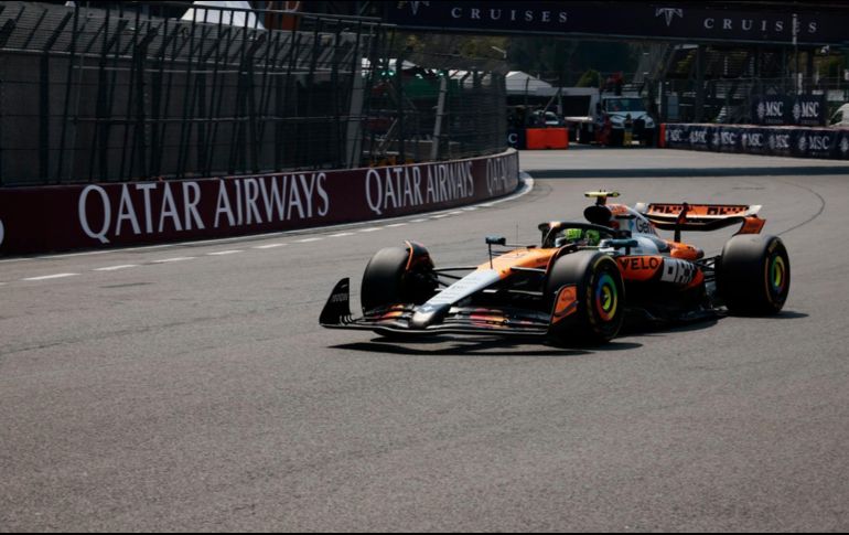 Lando Norris dio un golpe sobre la mesa este sábado durante la calificación del Gran Premio de México. EFE/ J. Méndez.