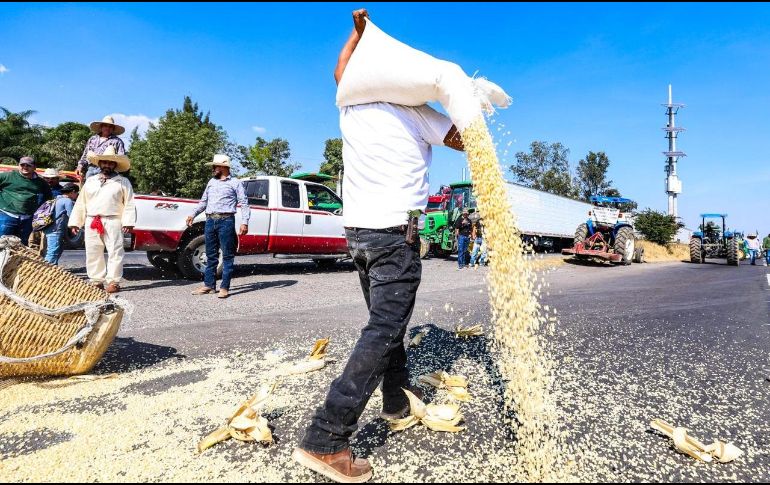 Debido a la falta de un acuerdo con autoridades del gobierno federal en la Ciudad de México, los productores de maíz de Jalisco comenzaron este lunes un bloqueo en ambos carriles de la carretera Guadalajara–Morelia. EL INFORMADOR/ A. Navarro