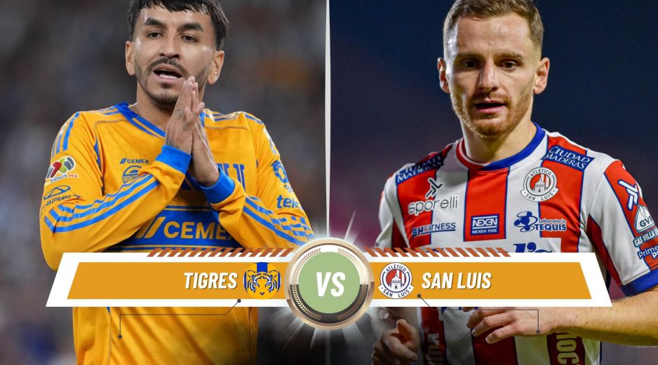 Tigres y San Luis se enfrentarán este sábado en un partido que forma parte de la Jornada 17 del Torneo Apertura 2025. ESPECIAL / CANVA e IMAGO7