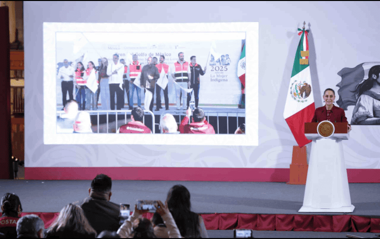 La Presidenta estuvo acompañada por los titulares de la Secretaría de Comunicaciones y Transportes, el de la Agencia Reguladora del Transporte Ferroviario y el gobernador de Tamaulipas para este evento. SUN / F. Rojas