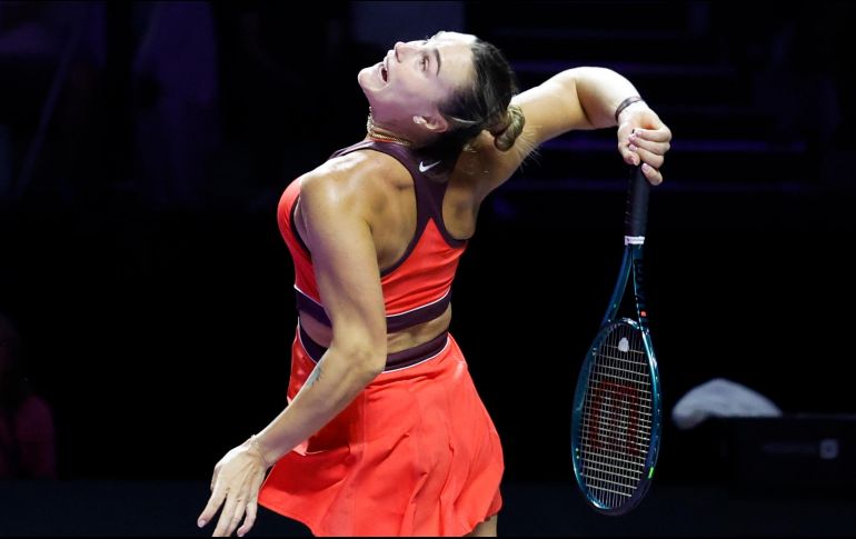 La bielorrusa celebrando luego de ganar el encuentro ante Anisimova. EFE