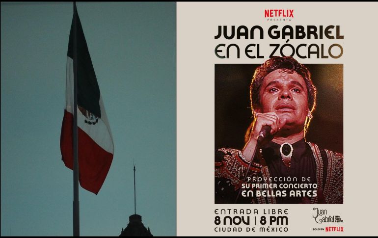 Netflix y el Gobierno de la Ciudad de México traen a Juan Gabriel al Zócalo a través de la proyección de uno de sus icónicos conciertos. ESPECIAL / Gobierno de la Ciudad de México