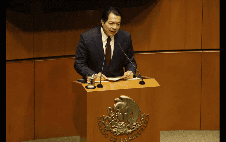 El secretario de educación, Mario Delgado, informó ante el senado las distintas estrategias implementadas para la mejora de la educación en México. SUN/C. Mejía