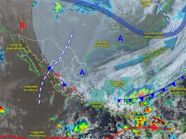 El frente frío 14 afectará principalmente a los estados del noroeste y norte del país. ESPECIAL/ SMN.