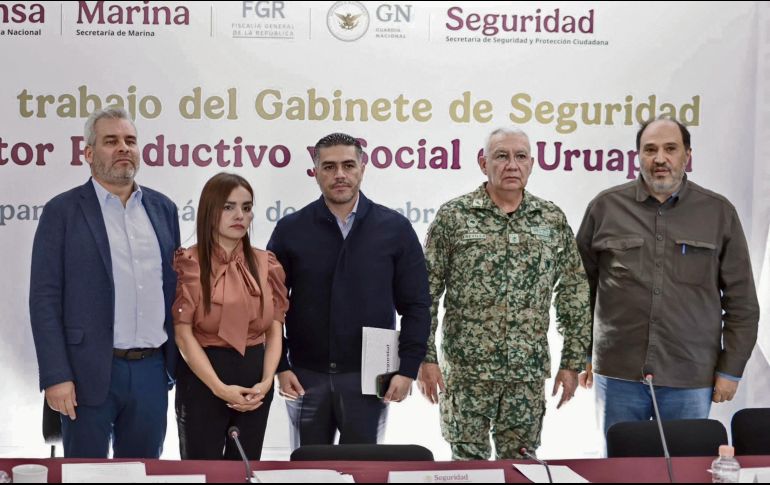 Omar García Harfuch se reunió en Uruapan con la alcaldesa Grecia Quiroz. ESPECIAL