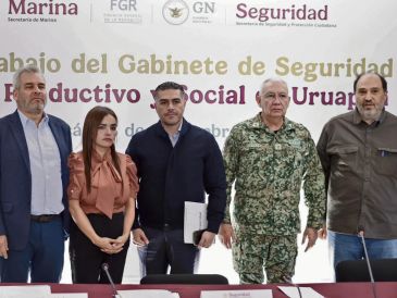 Omar García Harfuch se reunió en Uruapan con la alcaldesa Grecia Quiroz. ESPECIAL
