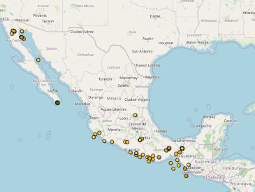 Monitoreo de actividad sísmica en México este 14 de noviembre de 2025. ESPECIAL / Sistema Sismológico Nacional