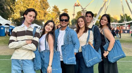 Julio René, Jaquie Valdez, Juan Montes de Oca, Fernanda Lozano, Francisco Arrieta y Dulce Orozco. GENTE BIEN JALISCO / American Eagle presente en Corona Capital Sessions Guadalajara