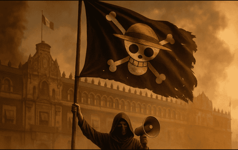 La bandera ya estuvo presente en una primera manifestación el 8 de noviembre en la Ciudad de México, y todo apunta a que volverá a ondear este 15 de noviembre. ESPECIAL/ X/ @generacionz_mx