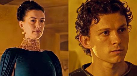 Anne Hathaway y Tom Holland, caracterizados como Penélope y Telémaco. ESPECIAL