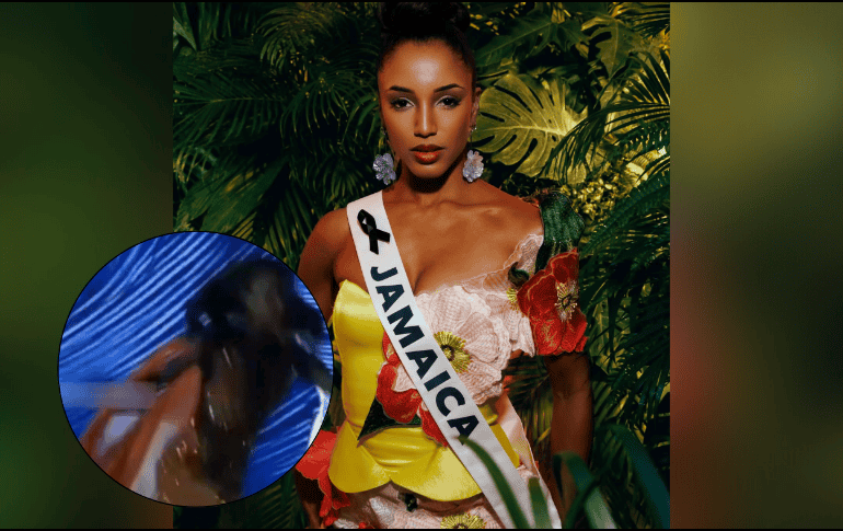 Mientras modelaba, Miss Jamaica no se percató de que estaba cerca del borde del escenario. ESPECIAL/Instagram @officialgabriellehenry ESPECIAL