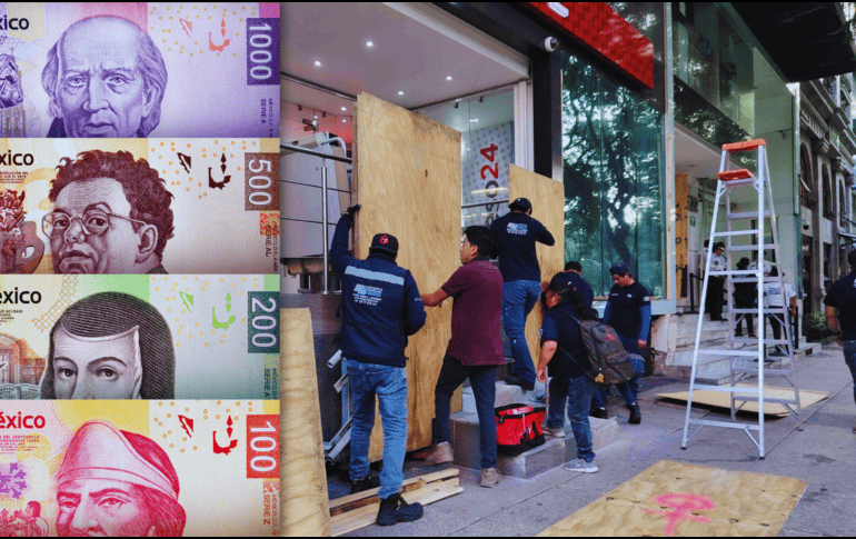 Cada negocio ubicado del Ángel de la Independencia al Zócalo gasta de 2 mil 702 a 48 mil 641 pesos para protegerse de los actos vandálicos en las manifestaciones. SUN / ARCHIVO