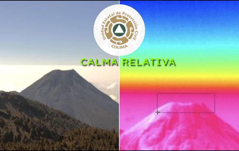 La UEPC cataloga el estado del Volcán de Fuego de Colima como en calma relativa. ESPECIAL / FACEBOOK Protección Civil Colima