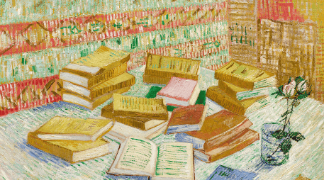 Se aprecia la obra 'Piles de romans parisiens et roses dans un verre' (Pila de novelas parisinas y urosas en un vaso) del pintor impresionista holandes Vincent Van Gogh. EFE/ Sotheby's