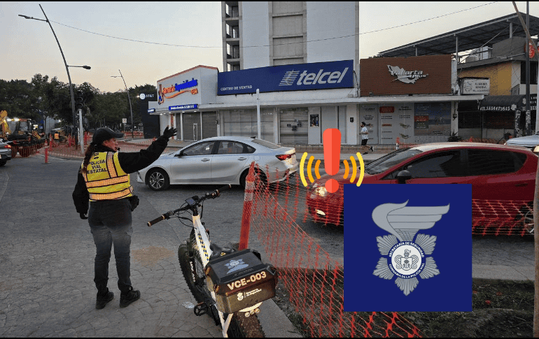 Estas son las alternativas viales si se busca evitar el tráfico que se acumula en la Glorieta Minverva esta mañana. ESPECIAL / Protección Civil Jalisco