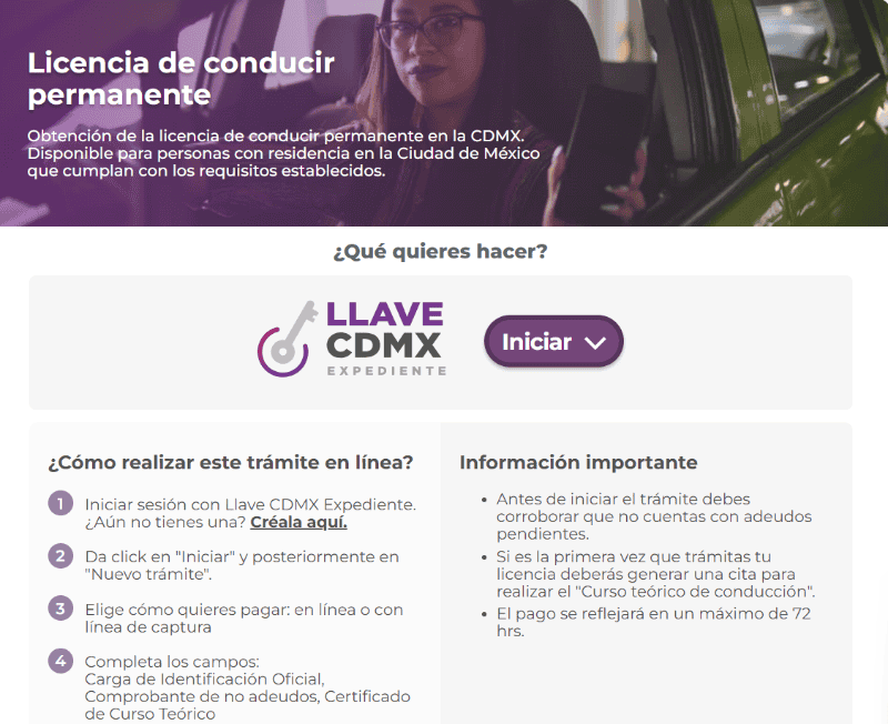Gracias al sistema digital, los usuarios pueden gestionar su licencia permanente con un proceso guiado. Captura de pantalla