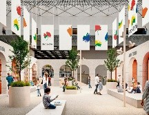 Los arquitectos catalanes conciben el pabellón de Barcelona como una calle donde ciudad y literatura se entrelazan, evocando el espíritu de Sant Jordi. CORTESÍA