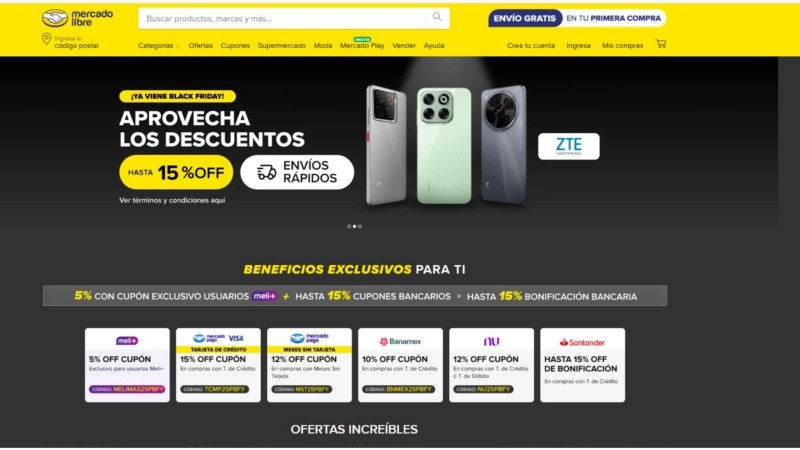 Mercado Libre activará promociones limitadas que permitirán acceder a artículos con condiciones más favorables. Captura de patalla/Mercado Libre 