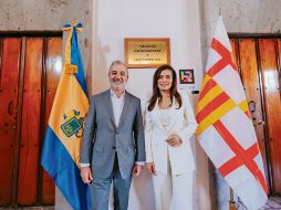 Jaume Collboni y Vero Delgadillo dialogan en Palacio Municipal sobre la agenda de colaboración entre Guadalajara y Barcelona. ESPECIAL