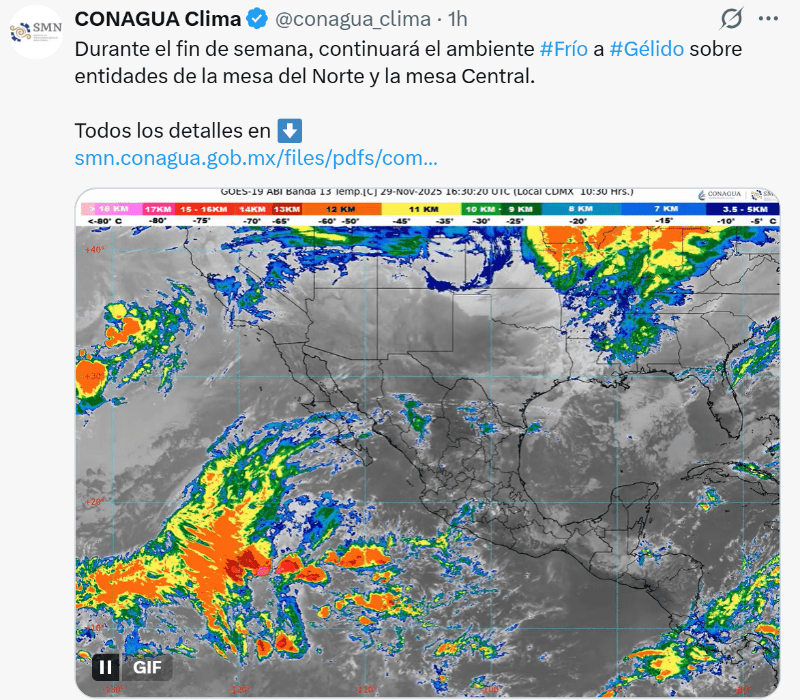 &nbsp;X / @conagua_clima 