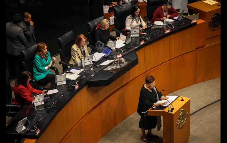 Momento en que Ernestina Godoy realizó su comparecencia de aspirantes para ocupar la titularidad de la Fiscalía General de la República. SUN / L. CAMACHO