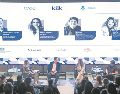Sofia Van Hoorde, Francisco Prada, Maria Teresa Tirado y Bruno Martinez durante el evento Mujeres en las Empresas 2025. ESPECIAL