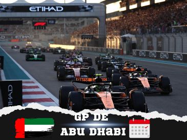 La carrera, que contará con 58 vueltas al Circuito de Yas Marina, se disputará el domingo 7 de diciembre. ESPECIAL / AFP y CANVA