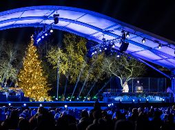Durante la ceremonia, el mandatario realizó un conteo regresivo y pidió a la primera dama realizar el acto simbólico de encender el abeto. EFE / J. Lo Scalzo