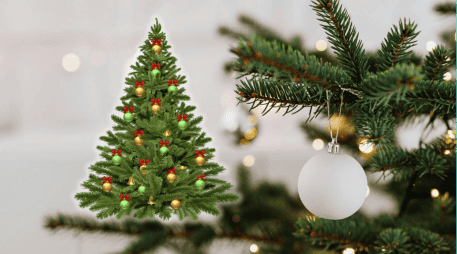 El árbol artificial suele considerarse una alternativa práctica, aunque su fabricación presenta procesos altamente contaminantes. ESPECIAL/Canva