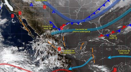 El frente frío 20 entrará por la frontera norte y noreste durante la tarde-noche del miércoles y madrugada del jueves. ESPECIAL/ SMN.