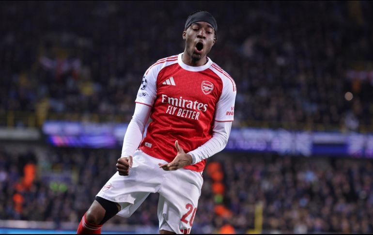 Noni Madueke marcó dos goles en la victoria de los Gunners. EFE/O. Matthys