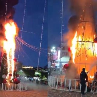 Viral: Incendian árbol navideño en Zitácuaro como protesta por asesinato de joven