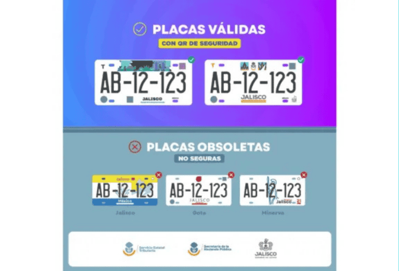 Las únicas placas que podrán circular en la entidad el próximo año son los diseños 