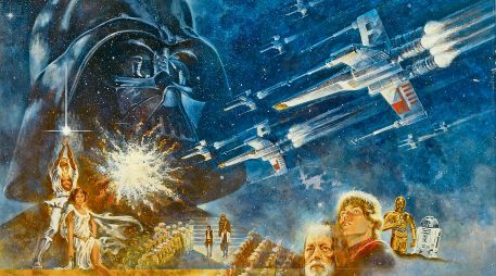 La pintura donde aparecen “Luke Skywalker”, “Leia” y “Darth Vader” por primera vez. AP