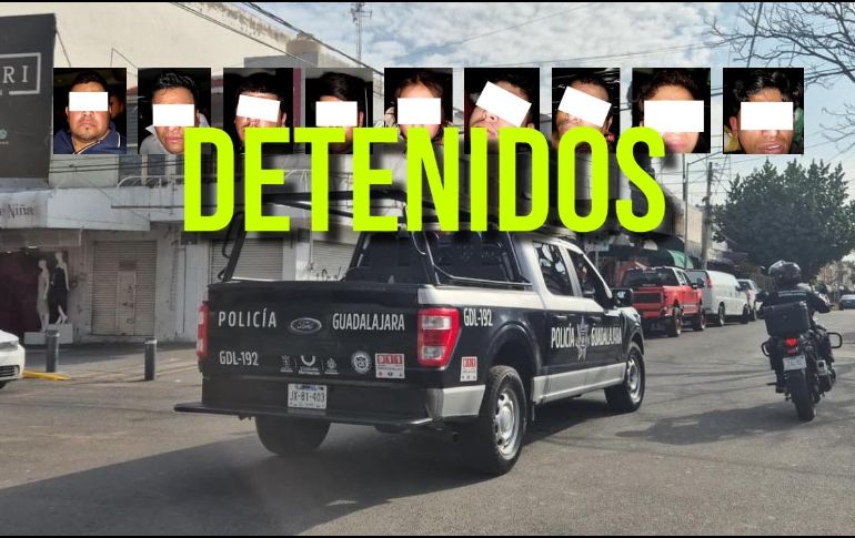 El servicio completo de detenidos y aseguramientos fue remitido ante el agente del Ministerio Público. ESPECIAL / FACEBOOK Policía de Guadalajara