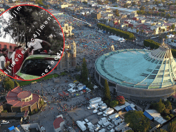 Un grupo de peregrinos arremete contra un vehículo, cerca de la Basílica de Guadalupe. SUN / ARCHIVO / ESPECIAL / X / @c4jimenez