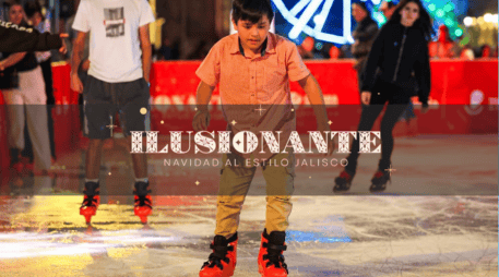 La pista de hielo en el Centro de Guadalajara se ubica en el Paseo Alcalde, frente a la Rotonda de las y los Jaliscienses Ilustres. EL INFORMADOR/J. Acosta