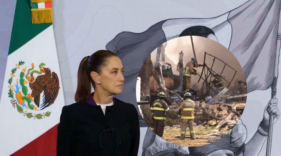 Sheinbaum detalló que la avioneta transportaba a una familia que viajaba desde Acapulco con destino al Aeropuerto de Toluca. SUN / O. ALVARADO / A. VARGAS