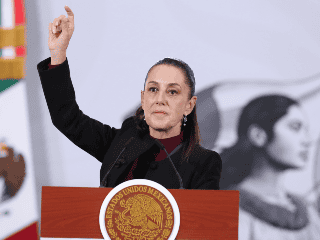 La Presidenta de México, Claudia Sheinbaum, en Palacio Nacional este viernes. EFE / M. Guzmán