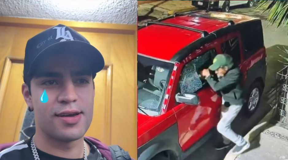 En tono de broma, comenzó a “describir” al presunto responsable; sin embargo, cada vez que mencionaba alguna característica, su amigo se quitaba una prenda o accesorio, simulando ser la persona que cometió el robo. INSTAGRAM/@aaronmercury