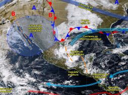 El frente frío número 24 ingresaría entre martes y viernes, con impacto principal en el noroeste del país. ESPECIAL/ SMN.