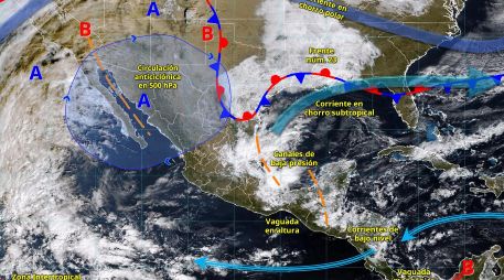 El frente frío número 24 ingresaría entre martes y viernes, con impacto principal en el noroeste del país. ESPECIAL/ SMN.