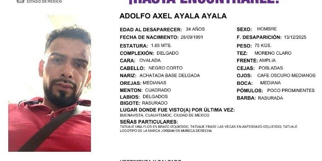 Buscan a Adolfo Axel Ayala, quien desapareci&oacute; tras salir a concierto de Junior H en CDMX