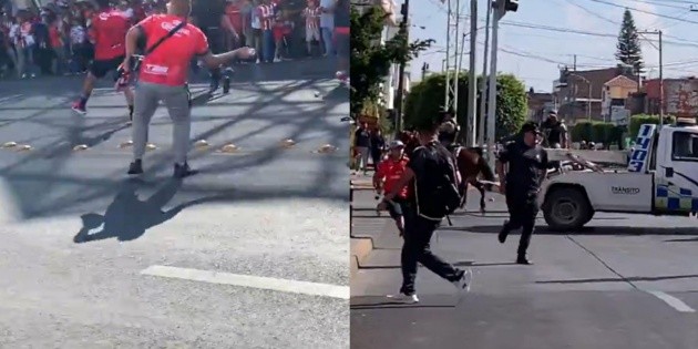 Aficionados de Irapuato y Chivas desatan ri&ntilde;a afuera del Estadio Sergio Le&oacute;n Ch&aacute;vez (VIDEO)